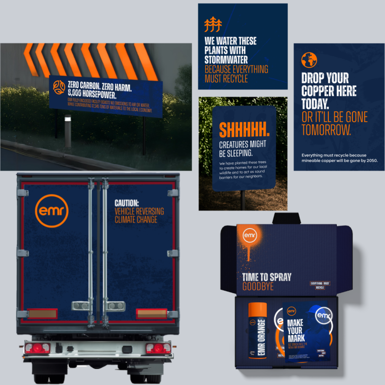 showcasing a website storytelling example 4 PowerPoint presentation design agency homepage with a dark blue background and logo showcasing a website storytelling example