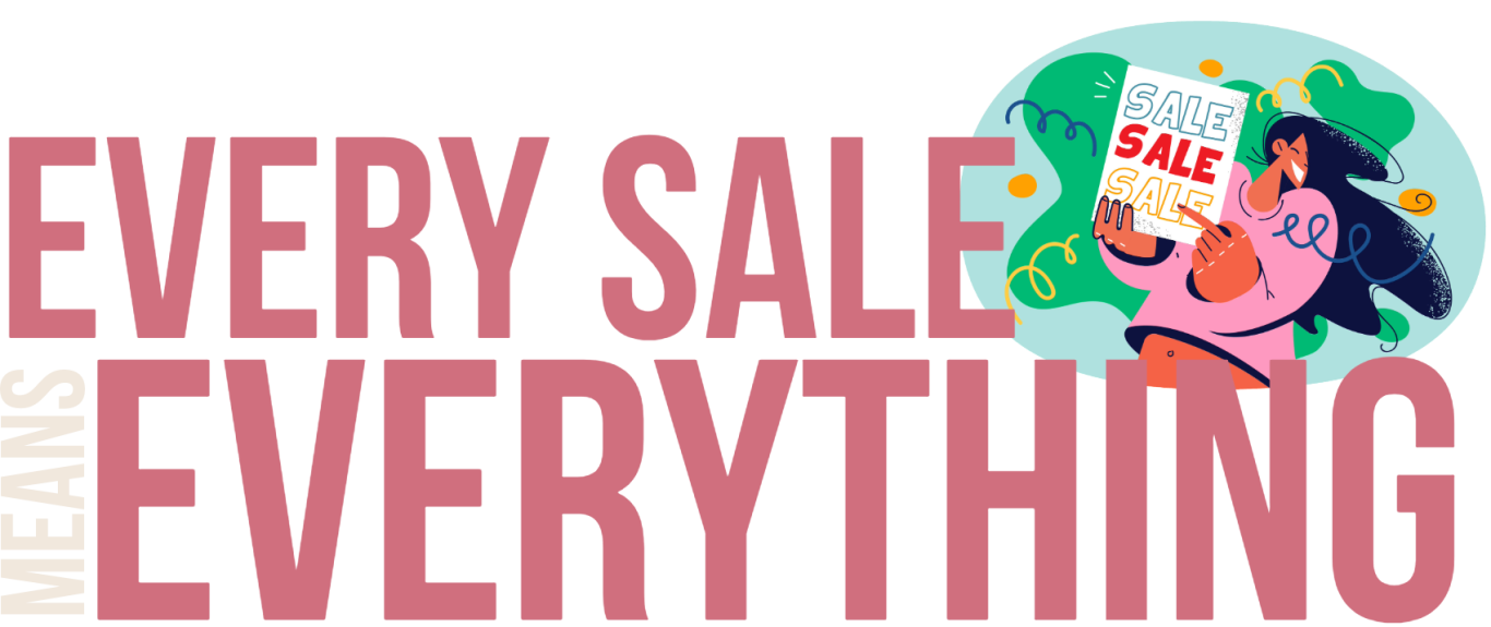portfolio sales presentation Text graphic stating "Every Sale Means Everything" with icons representing sales and marketing.