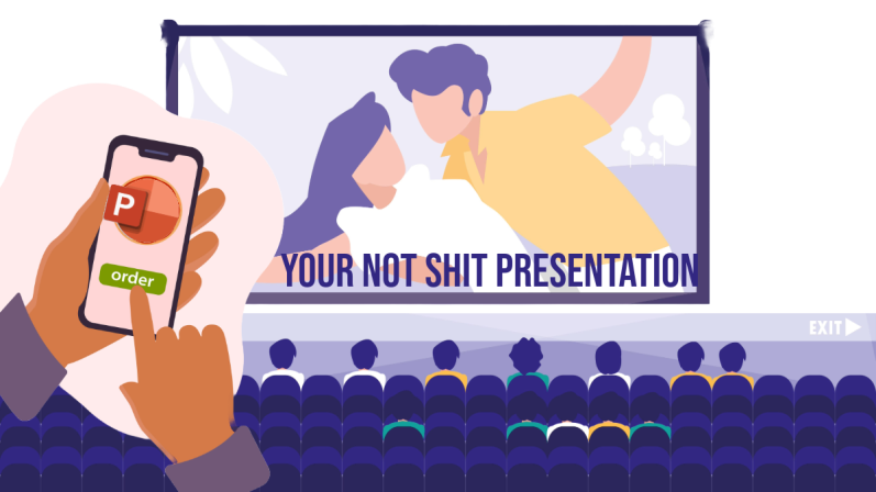 A person using a phone to present in front of an audience with a presentation screen.