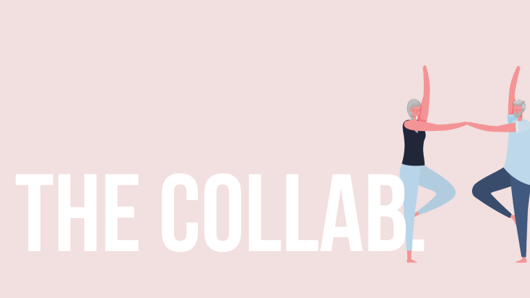 Stylised illustration of a vintage camera in teal and pink colours.