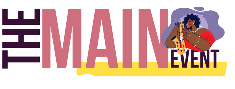 main event Stylised text "THE MAIN EVENT" with figures in dynamic poses on either side.