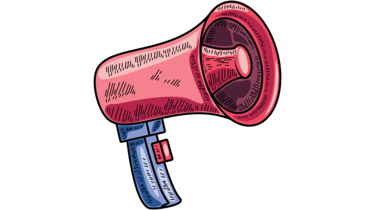 Cartoon-style megaphone with the word "Educational" written on it.
